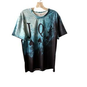 Shein Poker Cards Short Sleeve Playing Cards Print Tie-Dye T-Shirt M